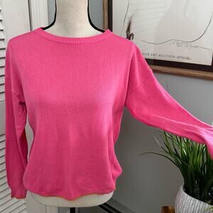 LUELLA Womens Sweater Pink Pullover Orange Stripe Back Preppy Spring Italy *M